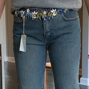 Roberto Cavalli Crystal Embellished Waist Jeans S